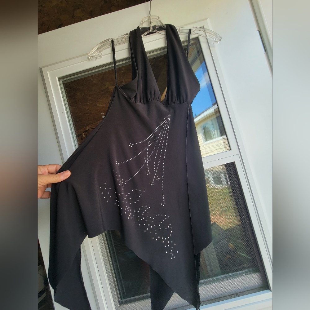 Black Halter Top with Rhinestone Design Size Small - Picture 7 of 7